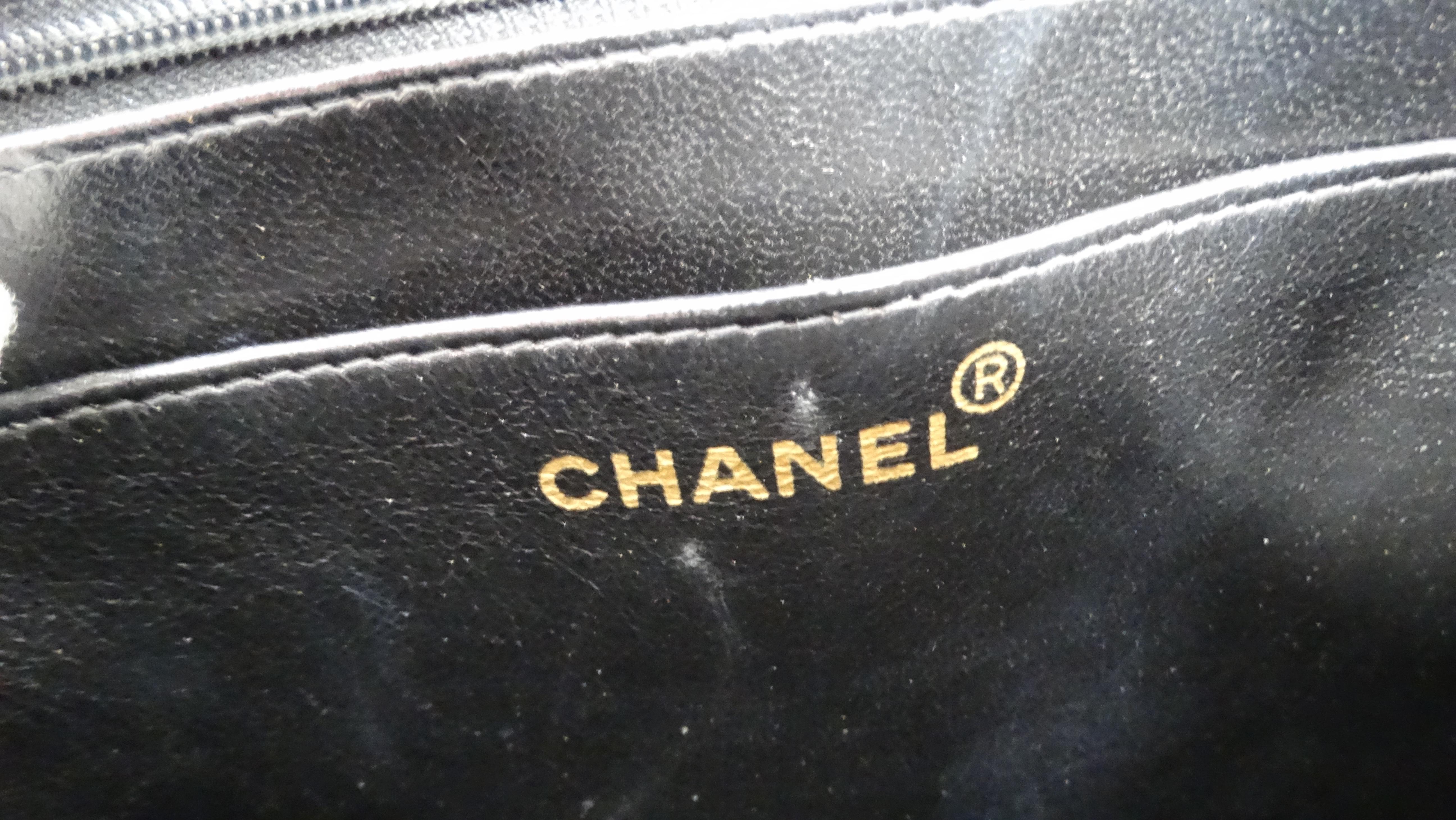 Chanel Circa 1990s Black Quilted Patent Leather Vintage Tote 4