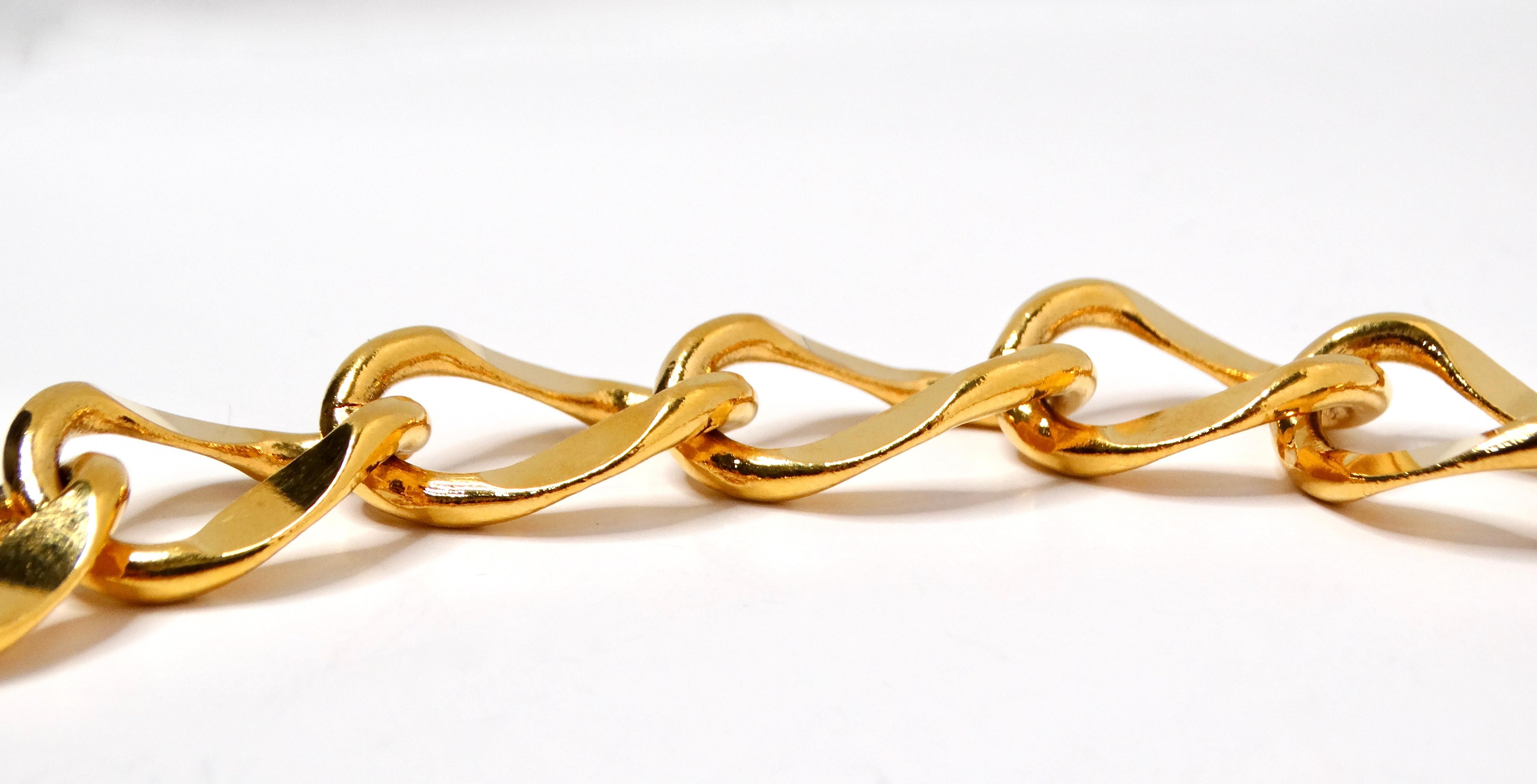 Women's Chanel Circa 1990s Gold-Tone Logo Medallion Chain Belt For Sale