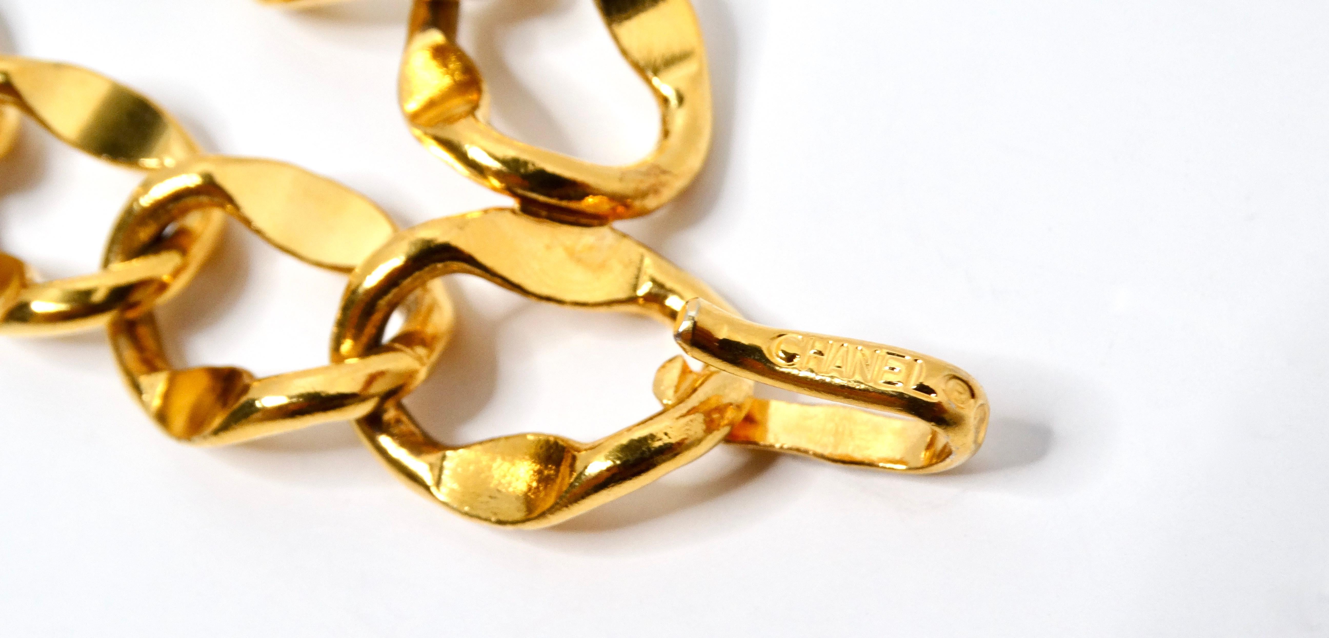 Chanel Circa 1990s Gold-Tone Logo Medallion Chain Belt For Sale 1