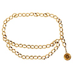 Chanel Circa 1990s Gold-Tone Logo Medallion Chain Belt