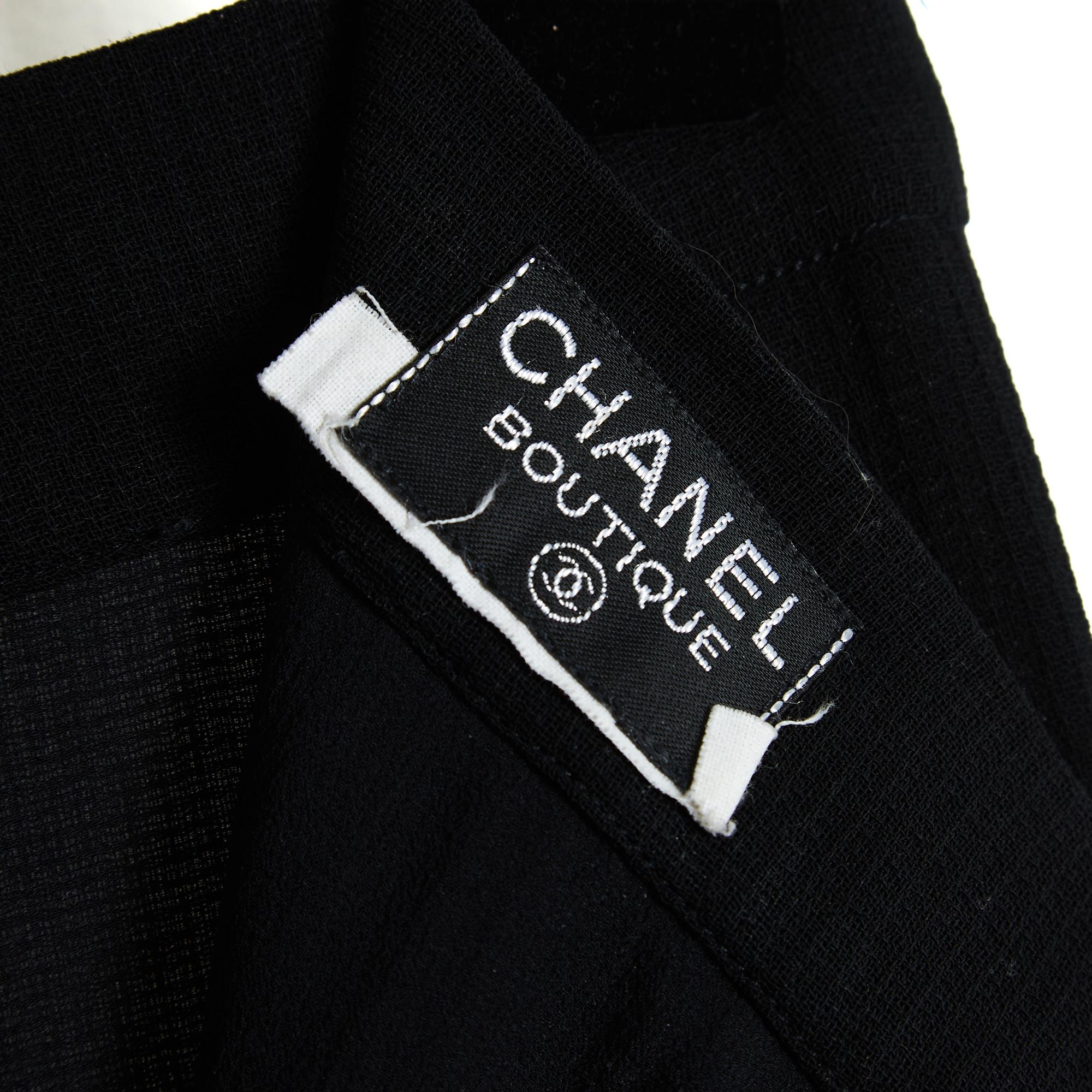 Chanel circa 1992 Jupe longue FR38 Maxi Black Wool Gipsy Skirt UK10 US6 For Sale 1