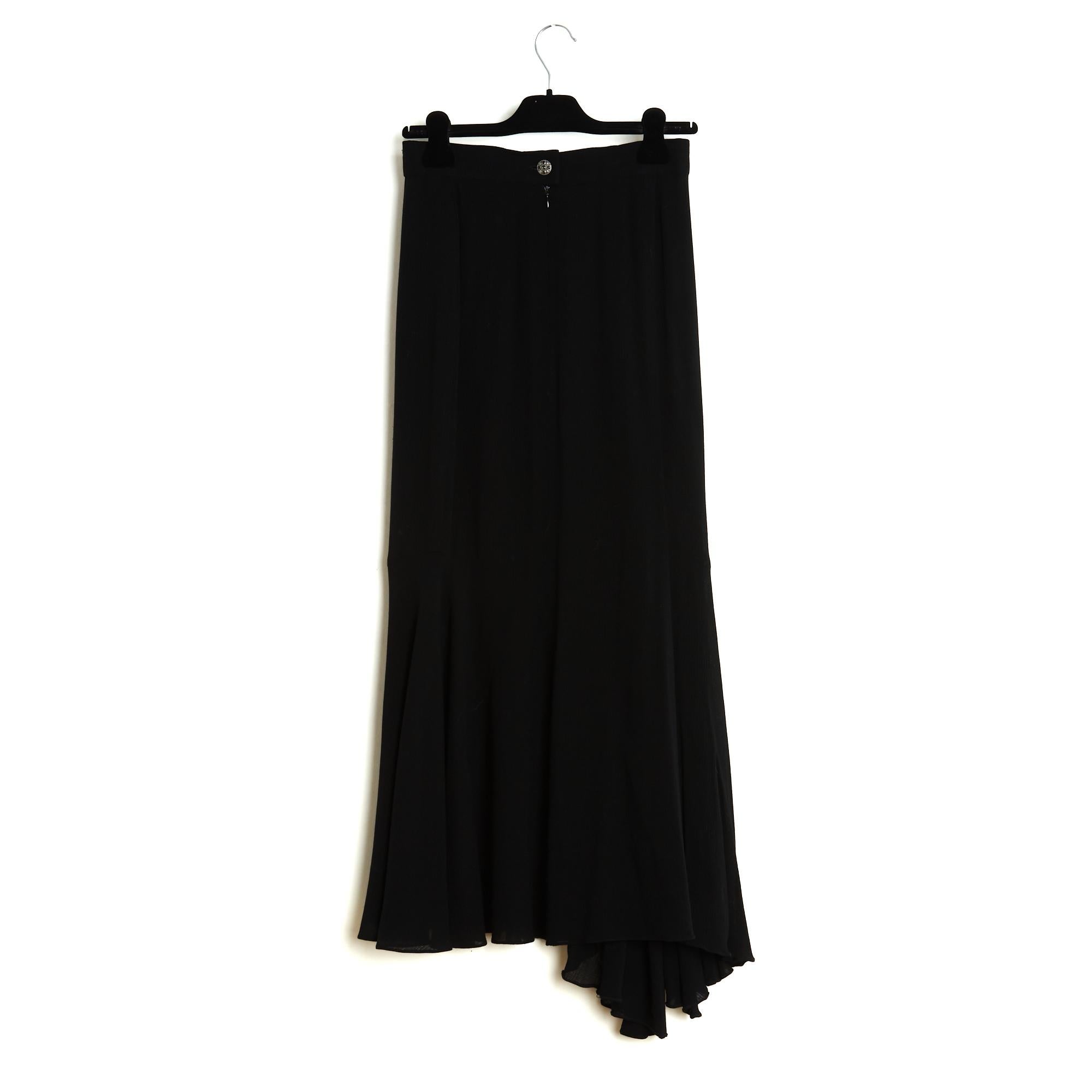 Chanel circa 1992 Jupe longue FR38 Maxi Black Wool Gipsy Skirt UK10 US6 For Sale 2
