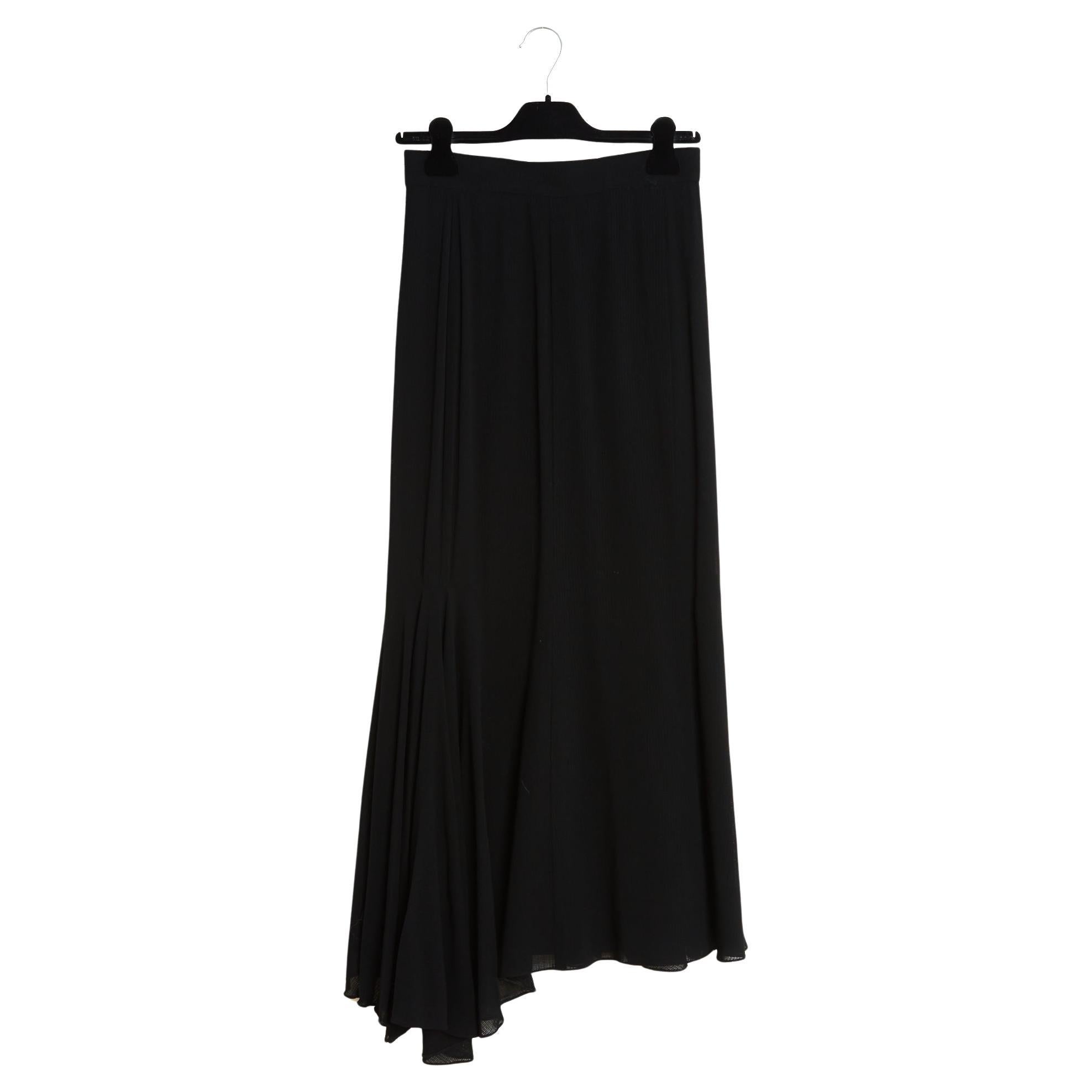 Chanel circa 1992 Jupe longue FR38 Maxi Black Wool Gipsy Skirt UK10 US6 For Sale