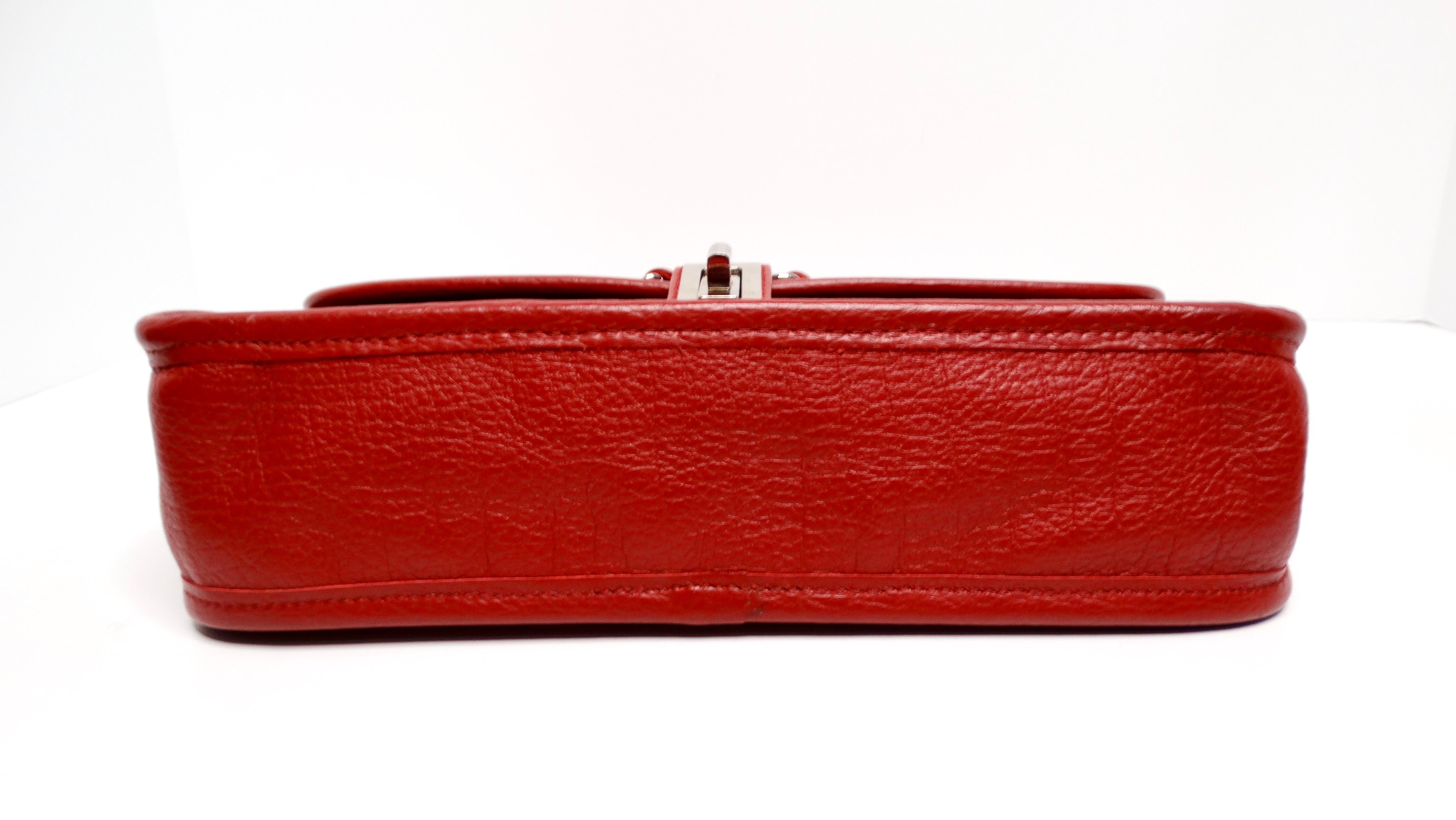 Chanel Circa 2003 Mademoiselle Red Leather Shoulder Bag For Sale 7