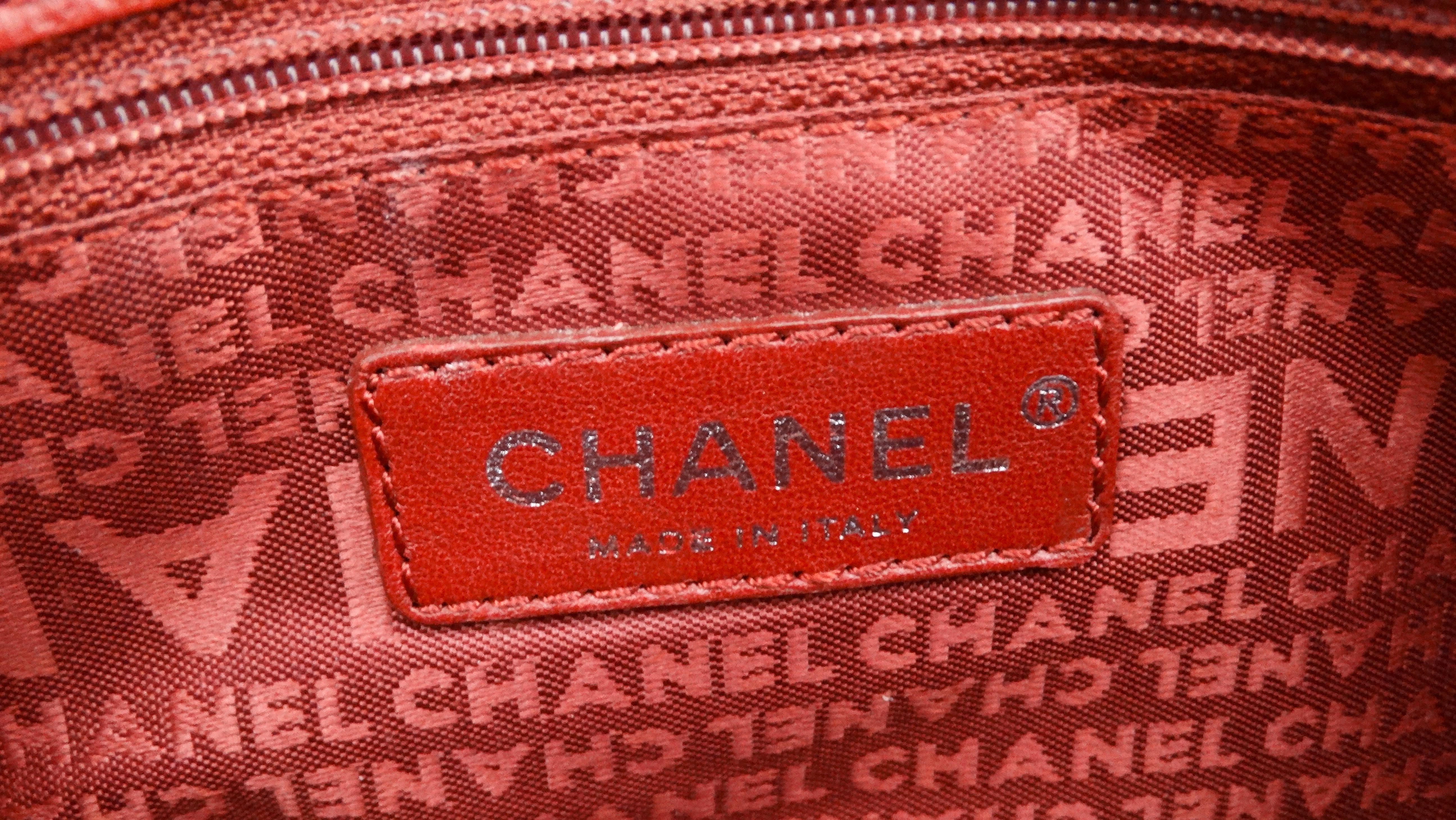 Chanel Circa 2003 Mademoiselle Red Leather Shoulder Bag For Sale 4