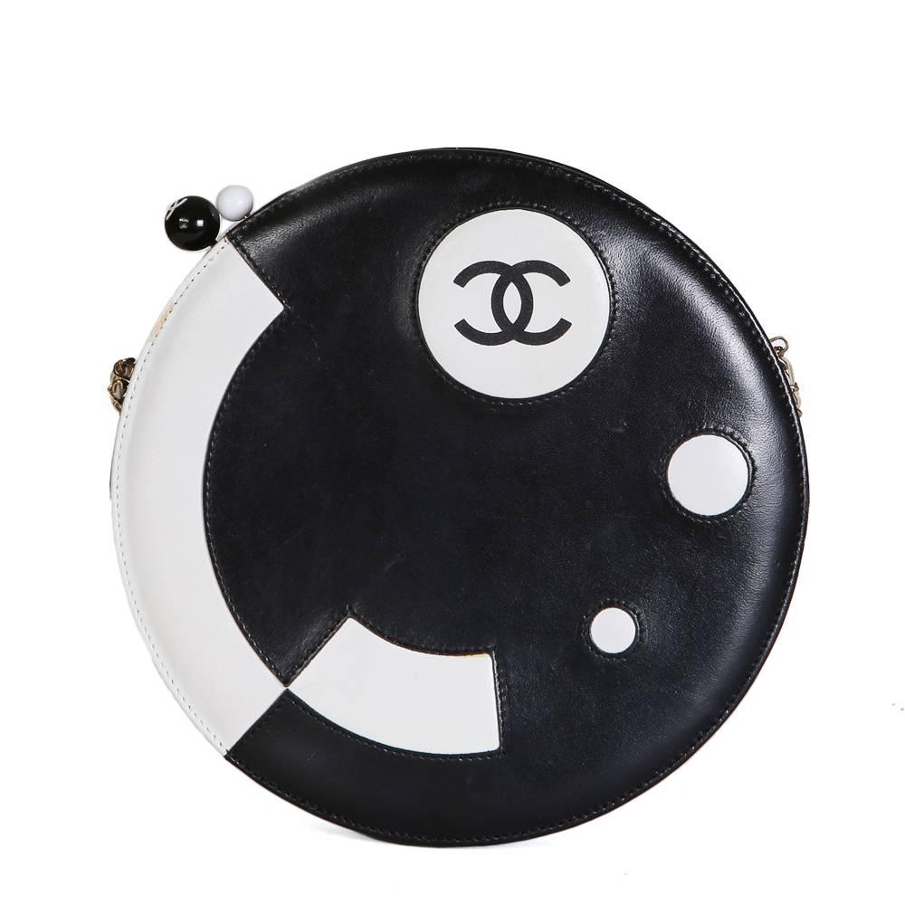 Chanel Circular Bag in Black and White Leather, 2003