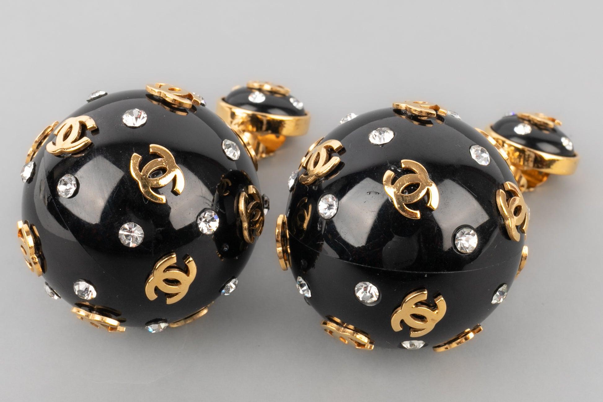Chanel Circular Earrings with Black Bakelite, 1989 1