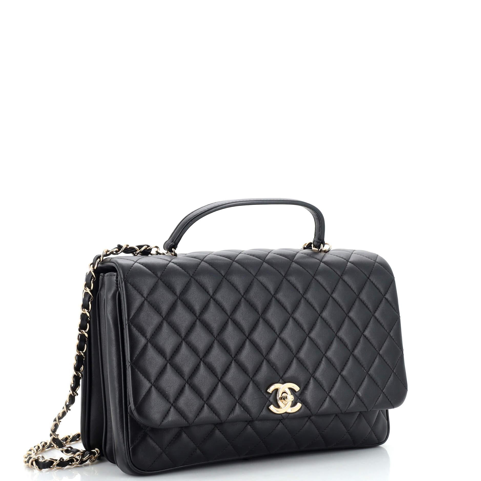 Chanel Citizen Chic Top Handle Bag Quilted Lambskin Medium In Good Condition In NY, NY