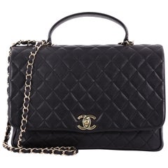 Chanel Trendy CC Black Leather Top Handle Bag at 1stDibs