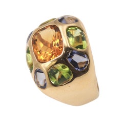Chanel Citrine Peridot Iolite 18K Gold Cocktail Ring, Circa 2004