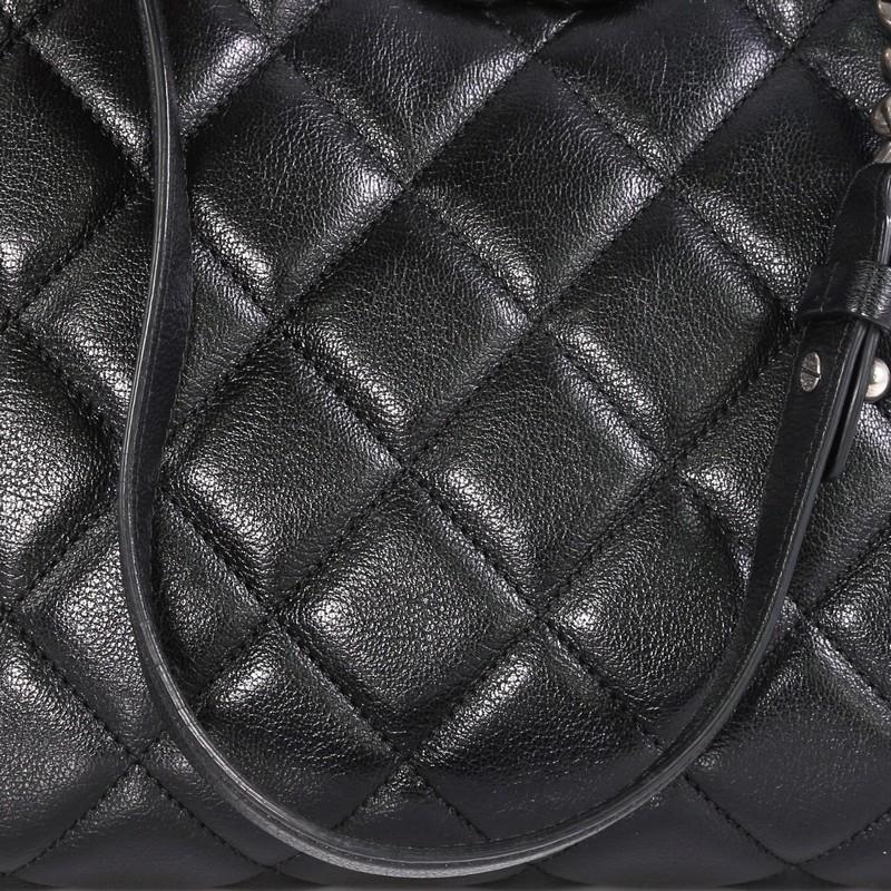 Black Chanel City Rock Shopping Tote Quilted Goatskin Large