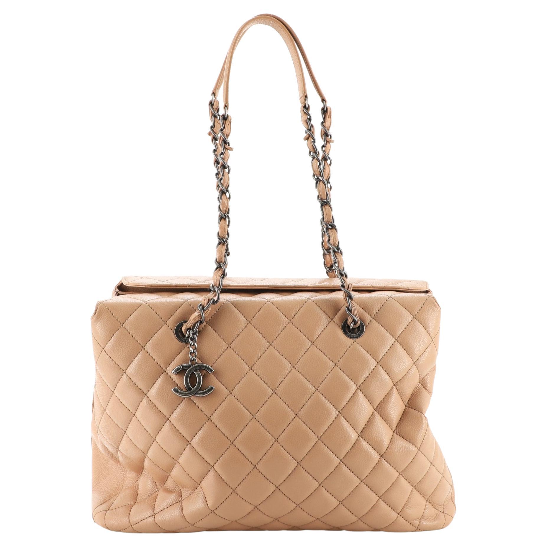 Chanel City Shopping Tote Quilted Caviar Large at 1stDibs