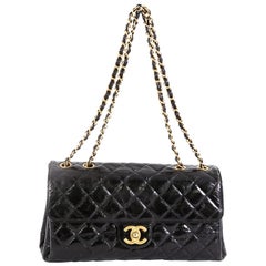 Chanel Clams Pocket Flap Bag Quilted Glazed Calfskin Jumbo