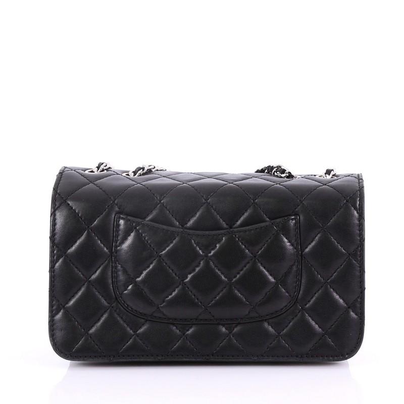 Black Chanel Clams Pocket Flap Bag Quilted Lambskin Small