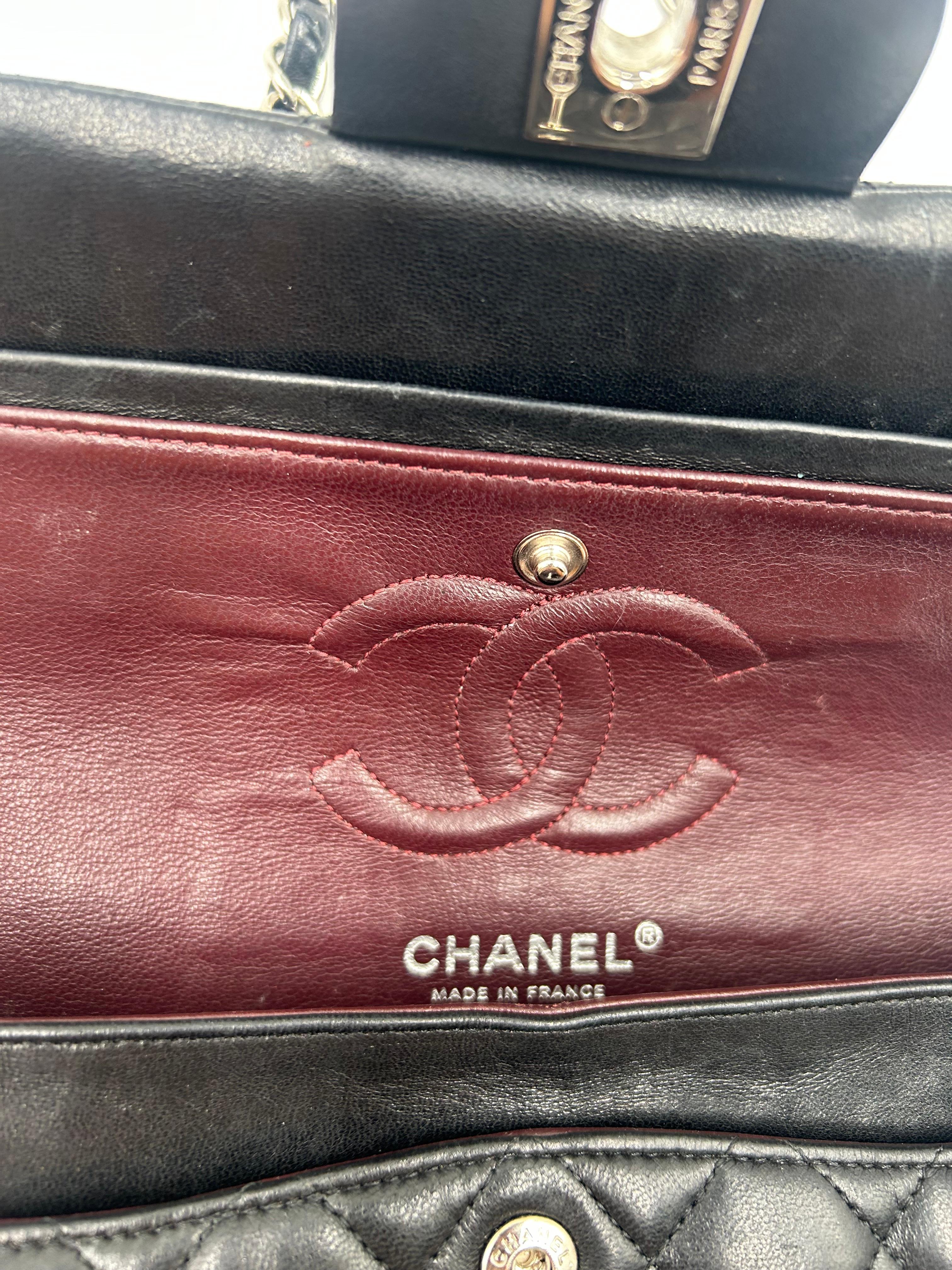 Chanel Classic 11.13 Sac en cuir noir 2011 en vente 4