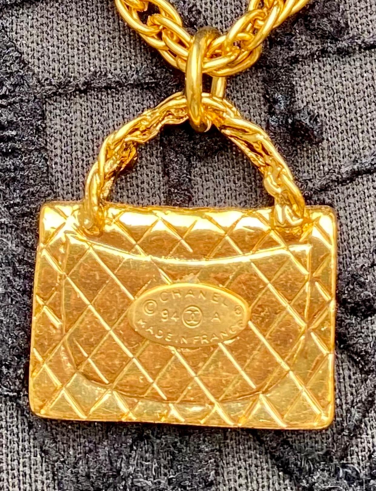 Chanel Classic 2.55 Flap Bag Charm Necklace In Good Condition In Fort Lauderdale, FL