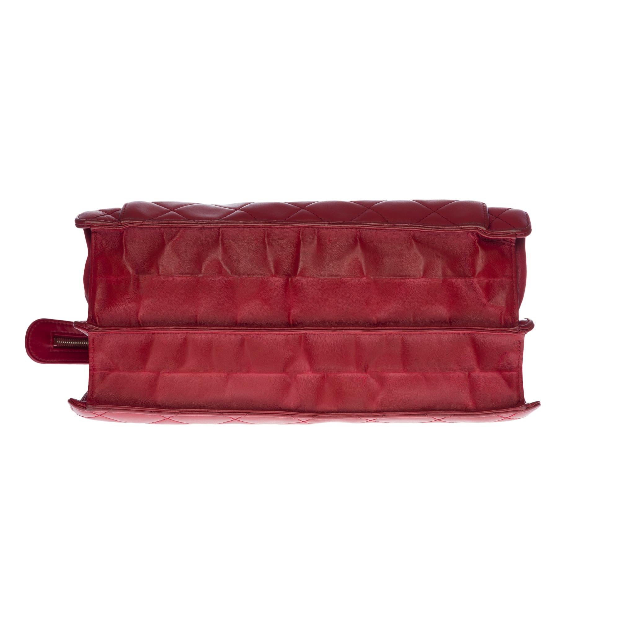 Chanel Classic 2.55 Maxi-Schultertasche aus rotem gestepptem Leder, SHW im Angebot 6