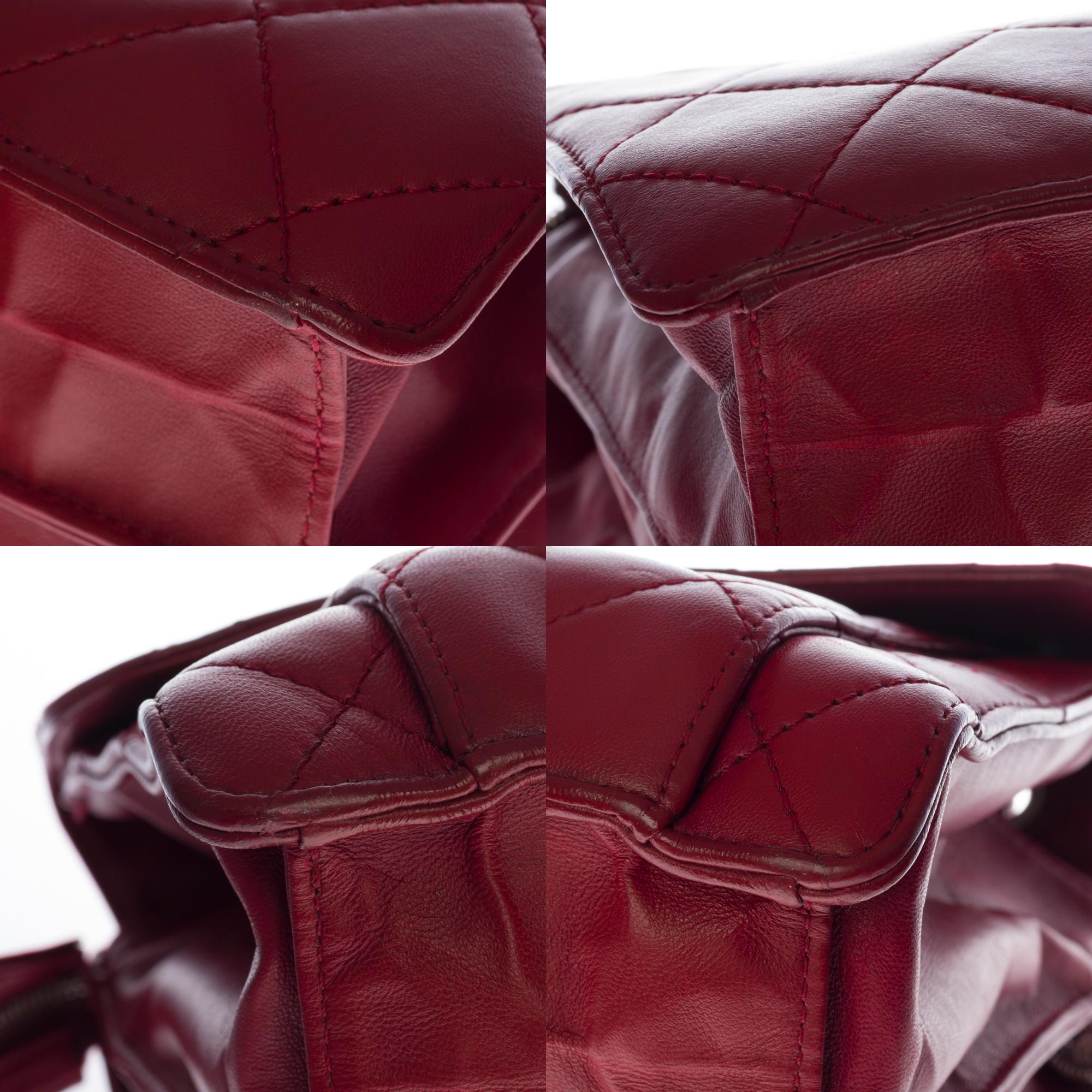 Chanel Classic 2.55 Maxi-Schultertasche aus rotem gestepptem Leder, SHW im Angebot 7