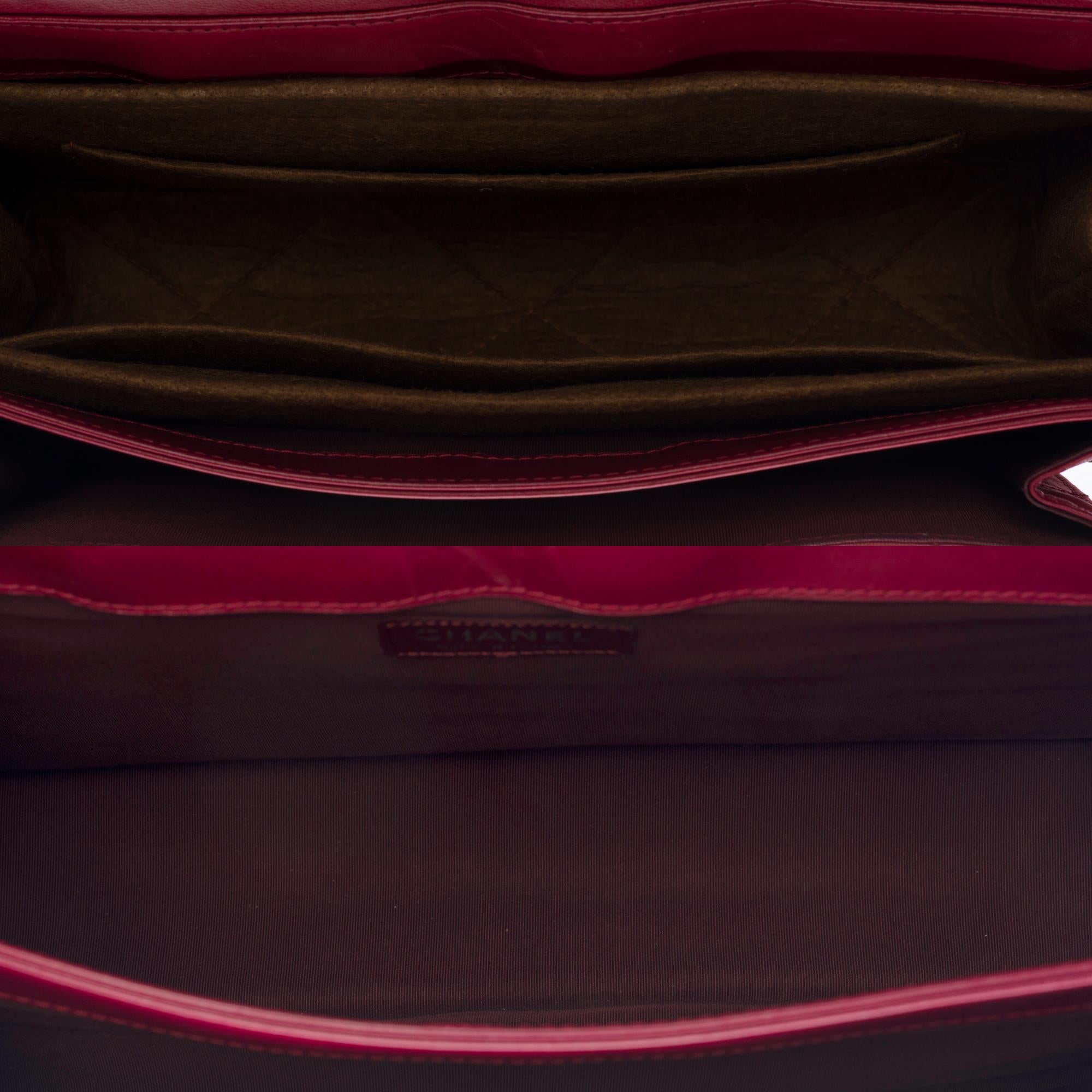 Chanel Classic 2.55 Maxi-Schultertasche aus rotem gestepptem Leder, SHW im Angebot 3