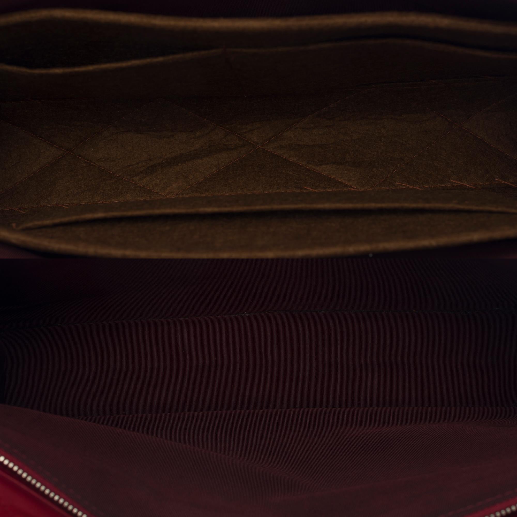 Chanel Classic 2.55 Maxi-Schultertasche aus rotem gestepptem Leder, SHW im Angebot 4