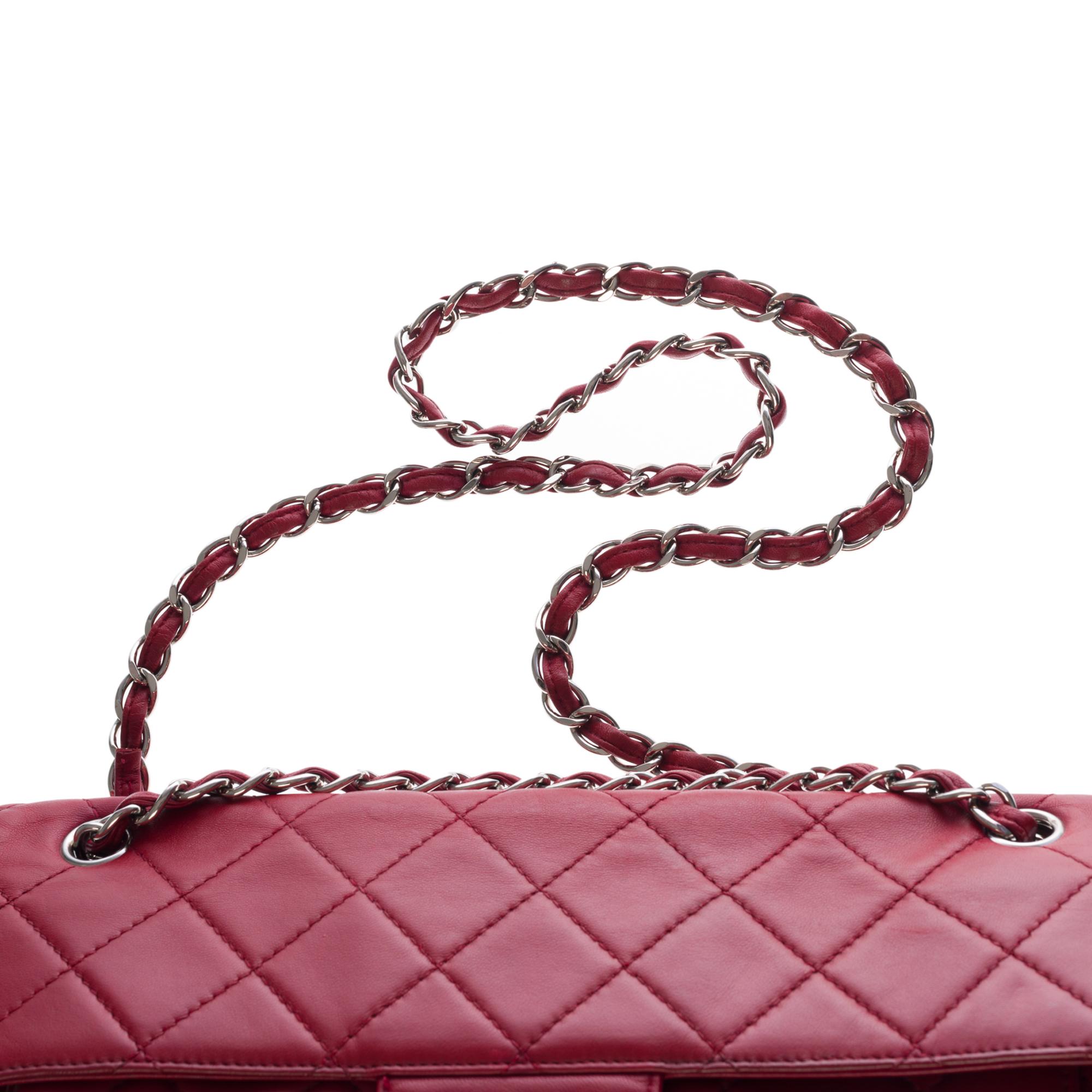 Chanel Classic 2.55 Maxi-Schultertasche aus rotem gestepptem Leder, SHW im Angebot 5