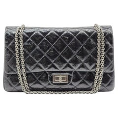 Chanel Classic 2.55 Reissue Jumbo Double Flap Bag - Quilted Patent Leather Black