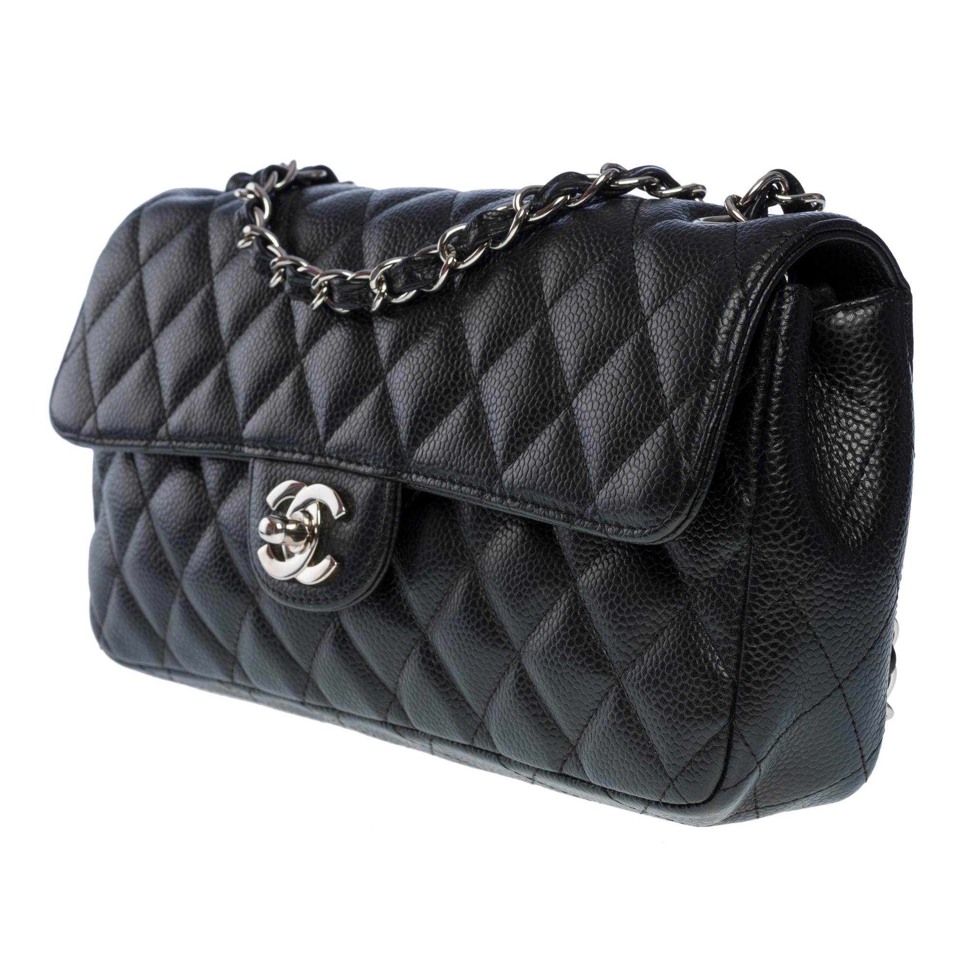 Women's Chanel Classic Baguette shoulder bag in black caviar quilted leather , SHW