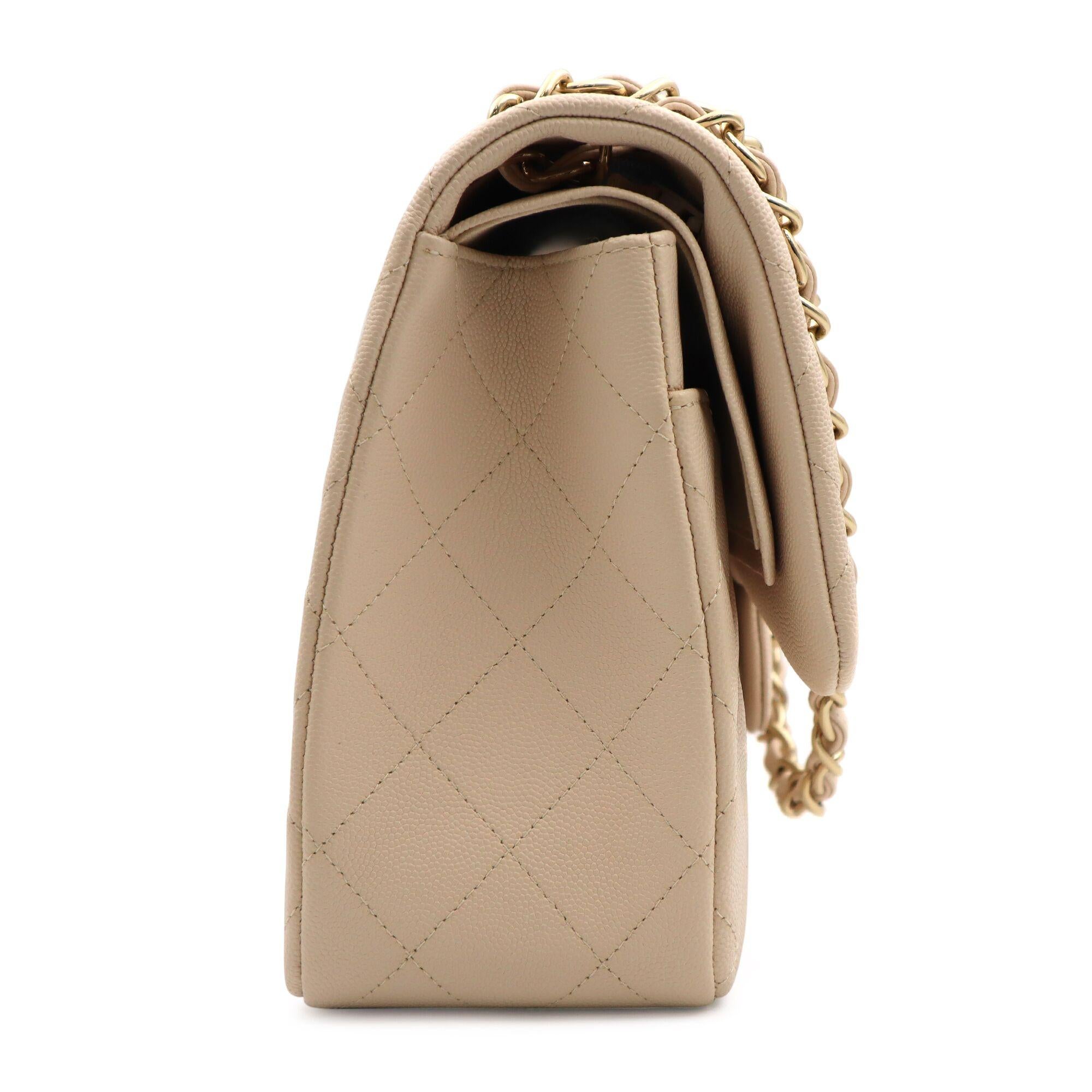 Chanel Classic Beige Quilted Calfskin Large Double Flap Bag A58600 2