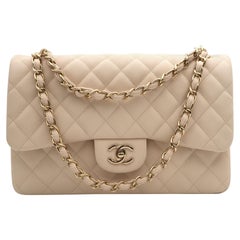 Chanel Classic Beige Quilted Calfskin Large Double Flap Bag A58600