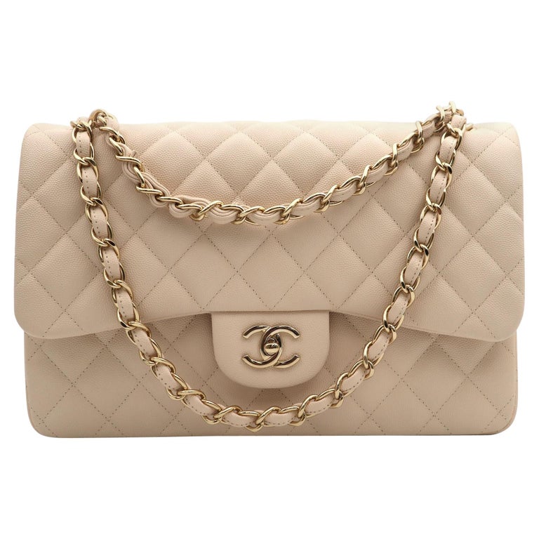 Chanel Classic Beige Quilted Calfskin Large Double Flap Bag A58600