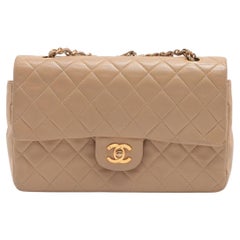 Chanel Beige Lambskin Medium Timeless Double Flap Bag For Sale at 1stDibs