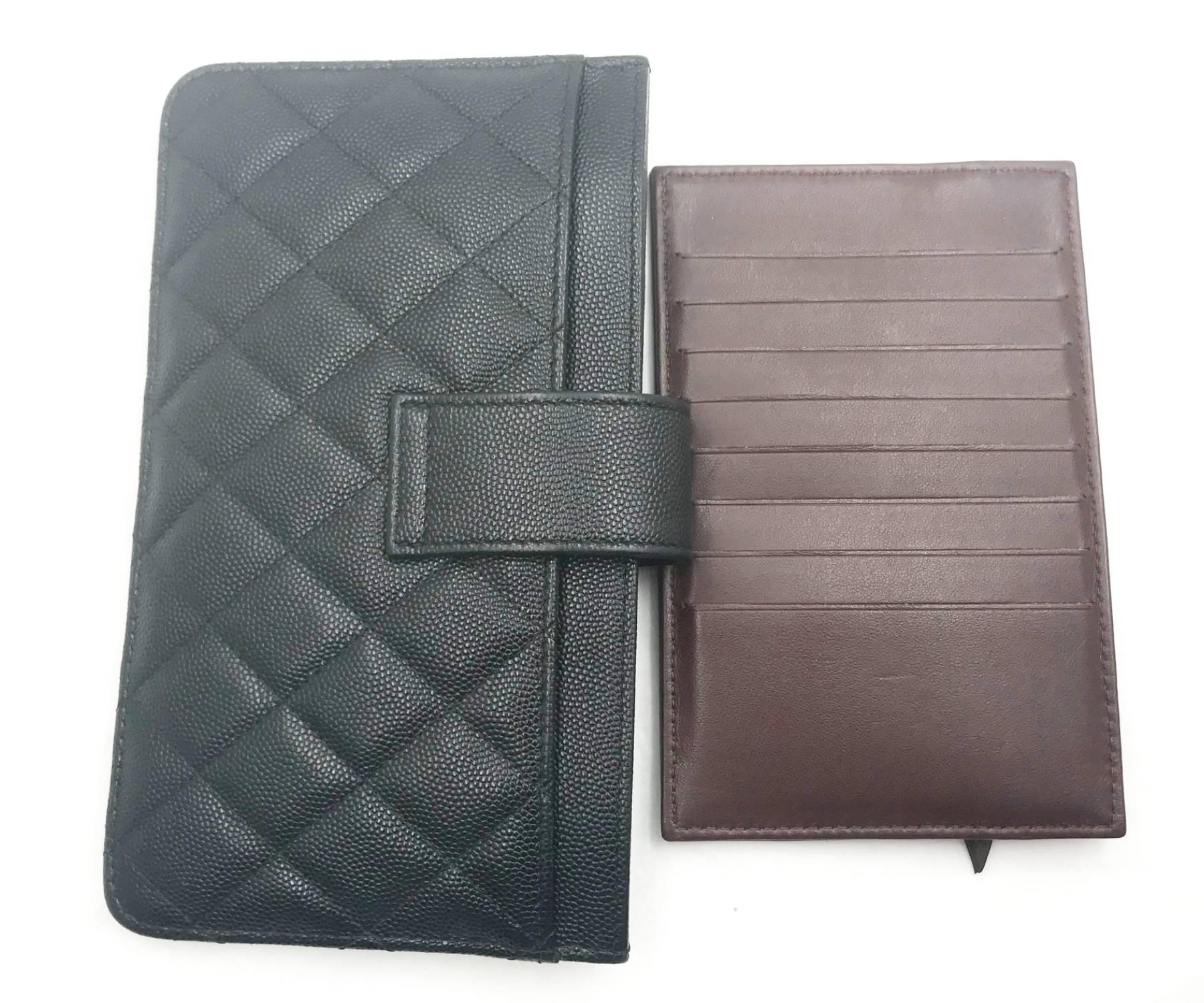 Chanel Classic Black Caviar 2 Set Pouch Long Wallet For Sale 1