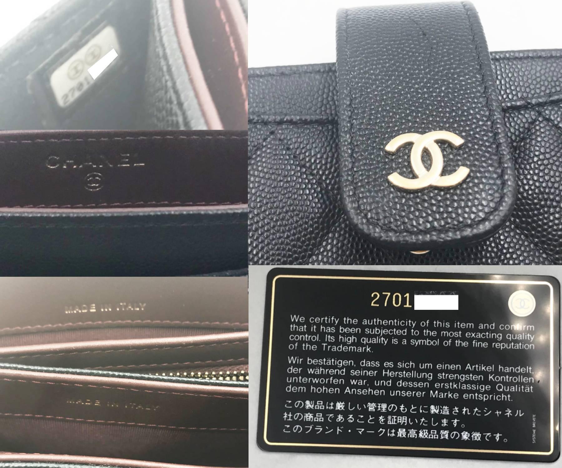 Chanel Classic Black Caviar 2 Set Pouch Long Wallet For Sale 2