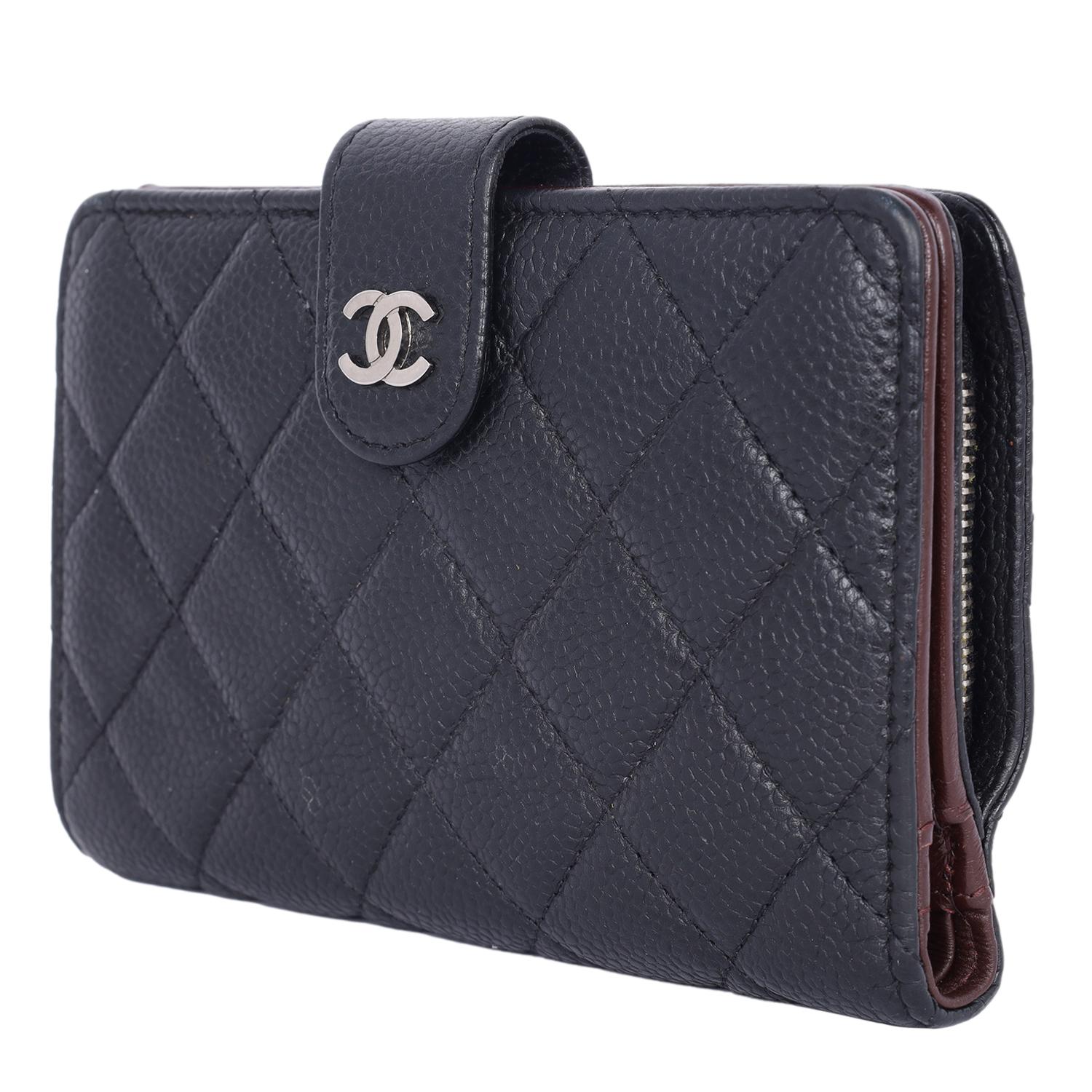 Chanel Classic Black Caviar Quilted Zipped French Wallet 1