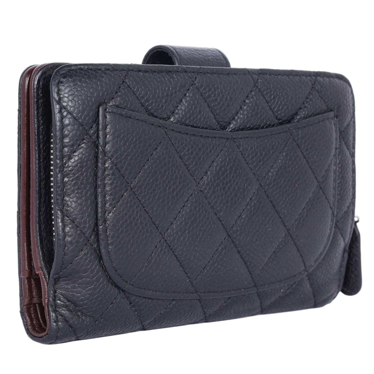 Chanel Classic Black Caviar Quilted Zipped French Wallet 3