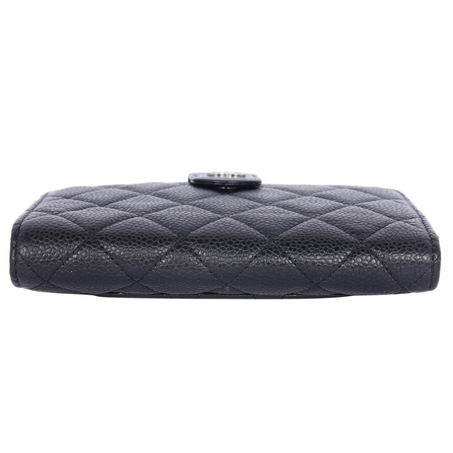Chanel Classic Black Caviar Quilted Zipped French Wallet 5
