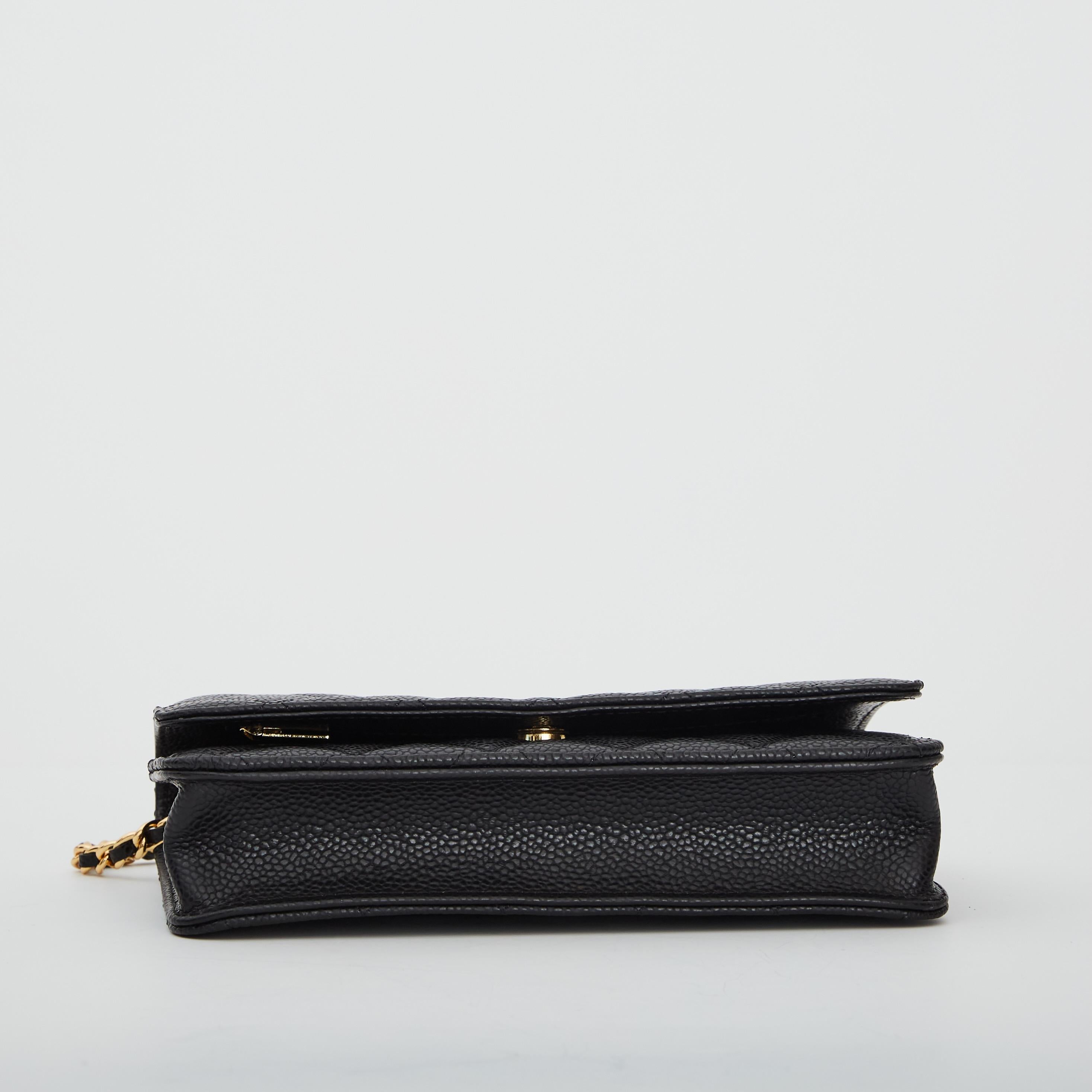 Chanel Classic Black Caviar Brieftasche an Kette WOC Umhängetasche im Zustand „Neu“ in Montreal, Quebec