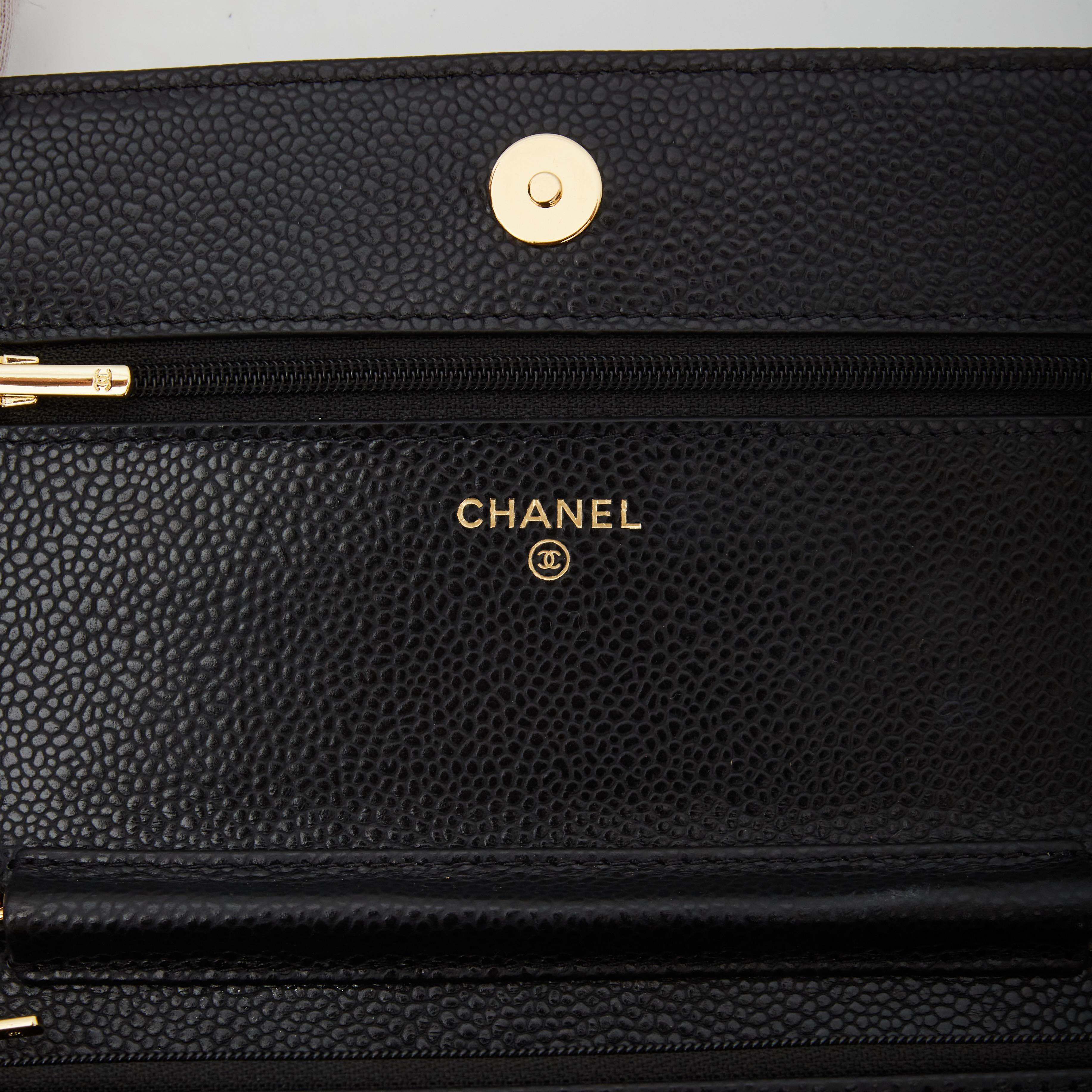 Women's or Men's Chanel Classic Black Caviar Wallet On Chain WOC Shoulder Bag