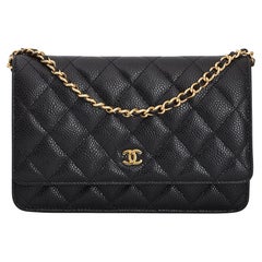 Chanel Classic Black Caviar Wallet On Chain WOC Shoulder Bag For