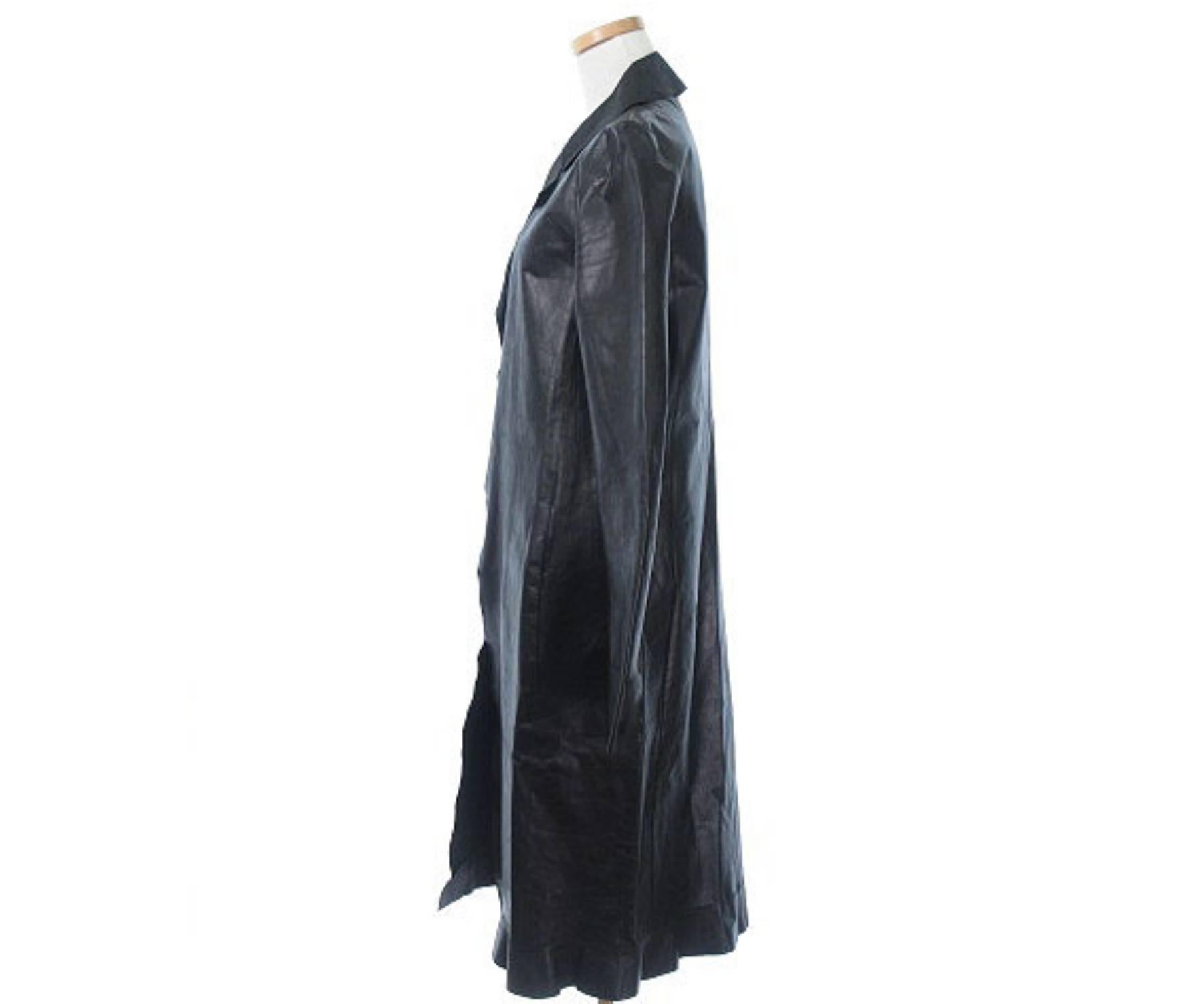 Artisan Chanel Classic Black Leather Coat For Sale