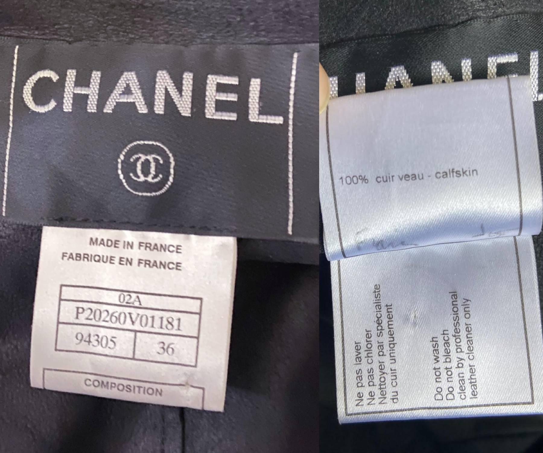 Chanel Classic Black Leather Coat For Sale 1