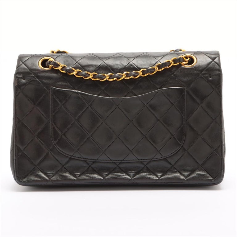 Chanel Classic Black Quilted Lambskin Leather Double Flap Shoulder Bag at  1stDibs