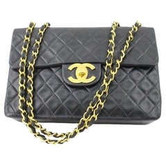 Chanel Classic Black Quilted Lambskin Leather Medium Single Flap Shoulder Bag