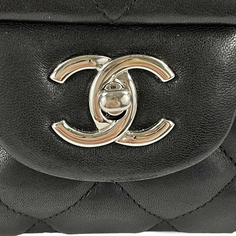 CHANEL - Classic Black / Silver Quilted Lambskin Flap CC Jumbo Shoulder Bag 5