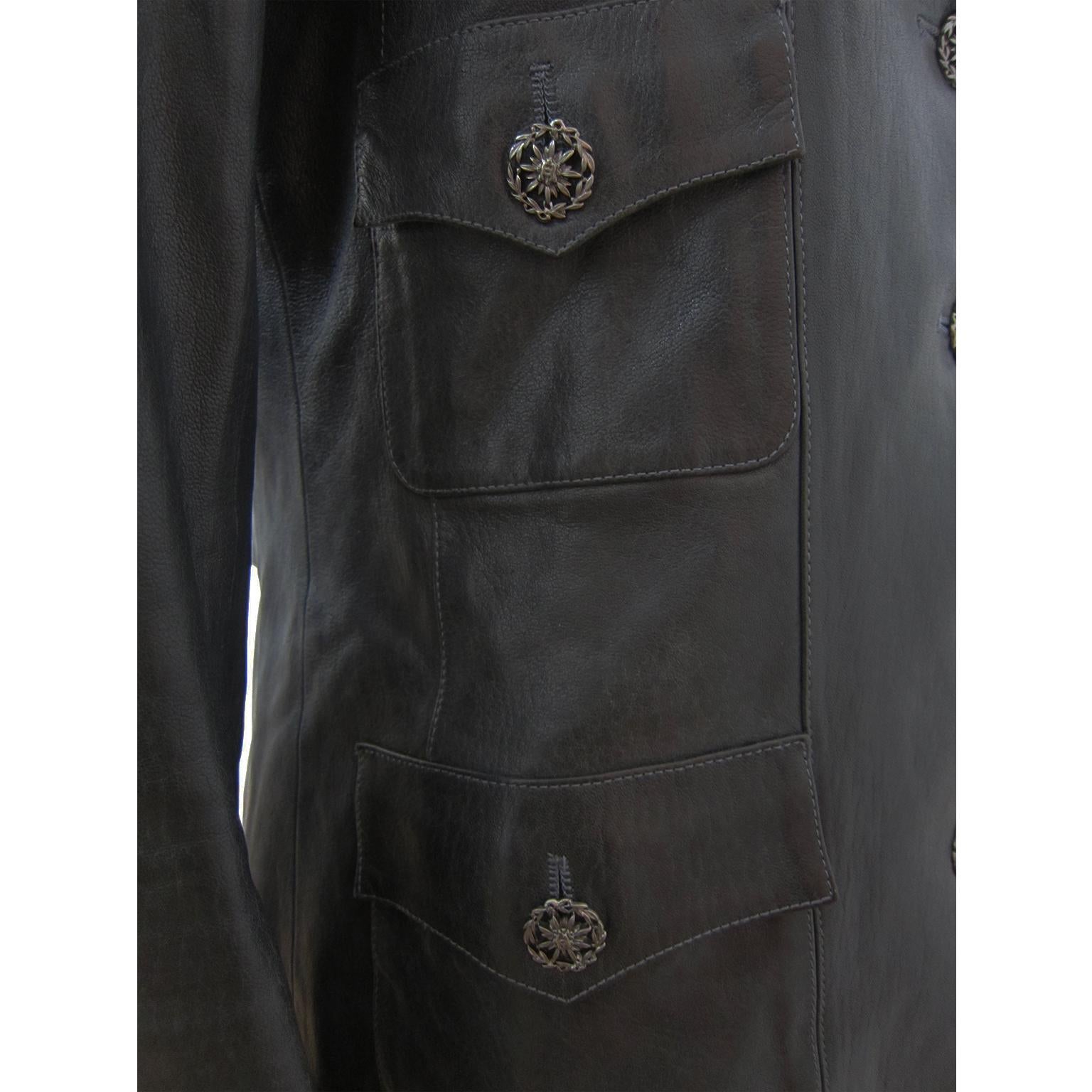 Chanel Classic Black Soft Thin Leather Jacket CC buttons  5