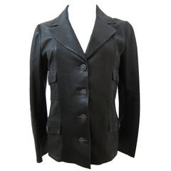 Chanel Classic Black Soft Thin Leather Jacket CC buttons