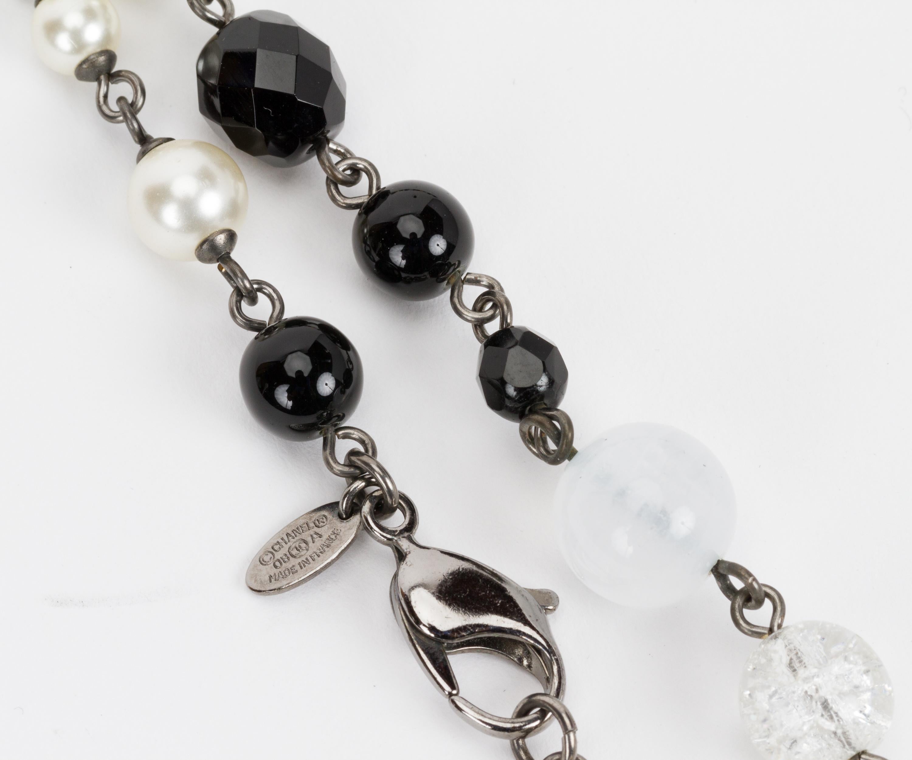 Chanel Classic Black & White Beaded Strand Necklace 5