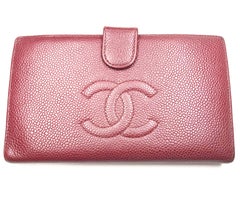 Chanel Classic Burgundy Caviar Bi Fold Long Wallet