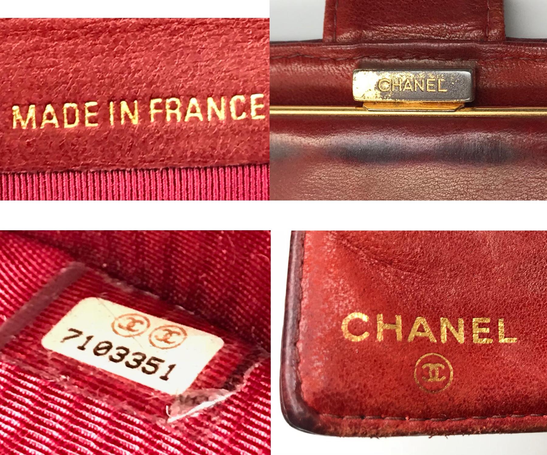 Chanel Classic Burgundy Caviar Bi Fold Long Wallet For Sale 3