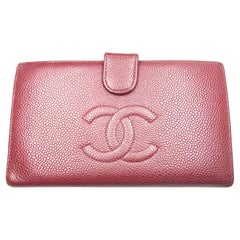 Chanel Classic Burgundy Caviar Bi Fold Long Wallet